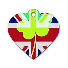 Irish British Shamrock United Kingdom Ireland Funny St  Patrick Flag Dog Tag Heart (two Sides) by yoursparklingshop