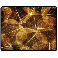 Leaves Autumn Texture Brown Double Sided Fleece Blanket (medium)  by Amaryn4rt