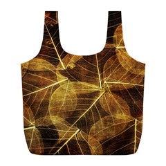 Leaves Autumn Texture Brown Full Print Recycle Bags (l)  by Amaryn4rt