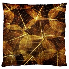 Leaves Autumn Texture Brown Large Flano Cushion Case (two Sides) by Amaryn4rt