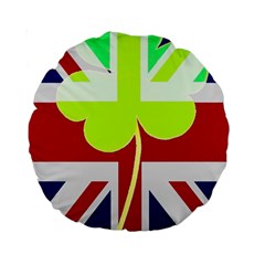 Irish British Shamrock United Kingdom Ireland Funny St  Patrick Flag Standard 15  Premium Round Cushions by yoursparklingshop