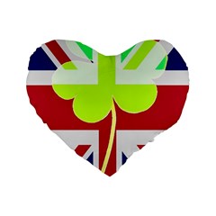 Irish British Shamrock United Kingdom Ireland Funny St  Patrick Flag Standard 16  Premium Heart Shape Cushions by yoursparklingshop