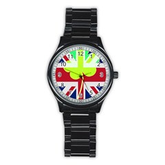 Irish British Shamrock United Kingdom Ireland Funny St  Patrick Flag Stainless Steel Round Watch by yoursparklingshop