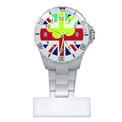 Irish British Shamrock United Kingdom Ireland Funny St  Patrick Flag Plastic Nurses Watch by yoursparklingshop