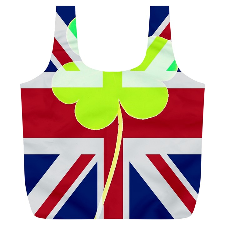 Irish British Shamrock United Kingdom Ireland Funny St. Patrick Flag Full Print Recycle Bags (L) 