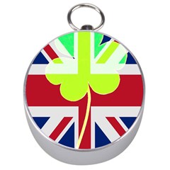 Irish British Shamrock United Kingdom Ireland Funny St  Patrick Flag Silver Compasses by yoursparklingshop