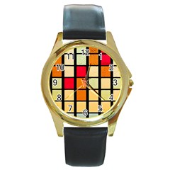 Mozaico Colors Glass Church Color Round Gold Metal Watch by Amaryn4rt