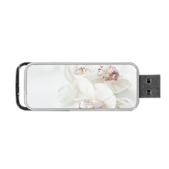 Orchids Flowers White Background Portable Usb Flash (two Sides) by Amaryn4rt