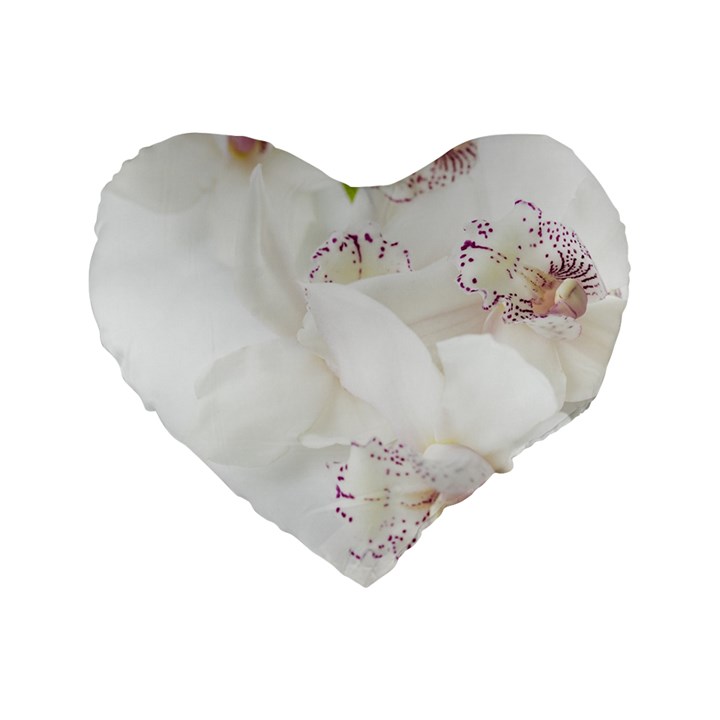 Orchids Flowers White Background Standard 16  Premium Heart Shape Cushions