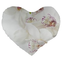 Orchids Flowers White Background Large 19  Premium Heart Shape Cushions by Amaryn4rt