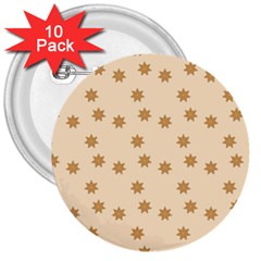 Pattern Gingerbread Star 3  Buttons (10 Pack)  by Amaryn4rt