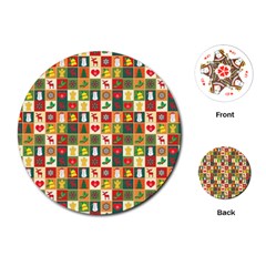 Pattern Christmas Patterns Playing Cards (round)  by Amaryn4rt