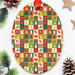 Pattern Christmas Patterns Oval Ornament (two Sides) by Amaryn4rt