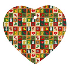 Pattern Christmas Patterns Heart Ornament (2 Sides) by Amaryn4rt