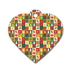 Pattern Christmas Patterns Dog Tag Heart (two Sides) by Amaryn4rt