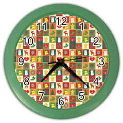 Pattern Christmas Patterns Color Wall Clocks by Amaryn4rt