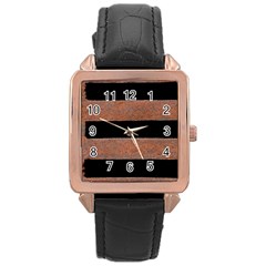 Stainless Rust Texture Background Rose Gold Leather Watch  by Amaryn4rt