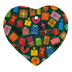 Presents Gifts Background Colorful Heart Ornament (2 Sides) by Amaryn4rt