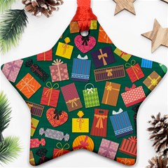 Presents Gifts Background Colorful Star Ornament (two Sides)  by Amaryn4rt