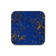 Poplar Foliage Yellow Sky Blue Rubber Coaster (square)  by Amaryn4rt