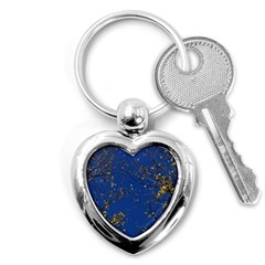 Poplar Foliage Yellow Sky Blue Key Chains (heart)  by Amaryn4rt