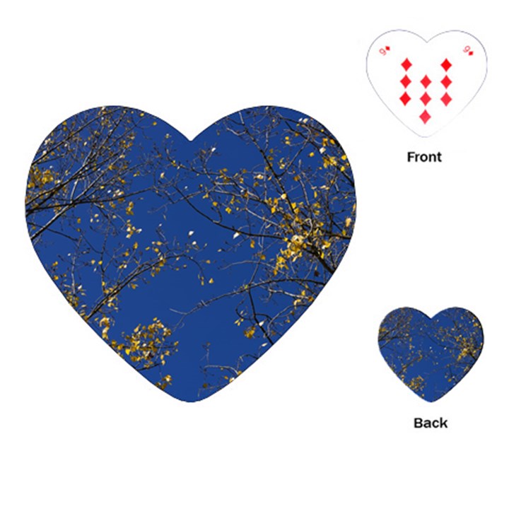 Poplar Foliage Yellow Sky Blue Playing Cards (Heart) 