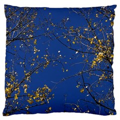 Poplar Foliage Yellow Sky Blue Large Cushion Case (one Side) by Amaryn4rt