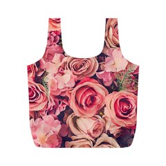 Beautiful Pink Roses Full Print Recycle Bags (m)  by Brittlevirginclothing