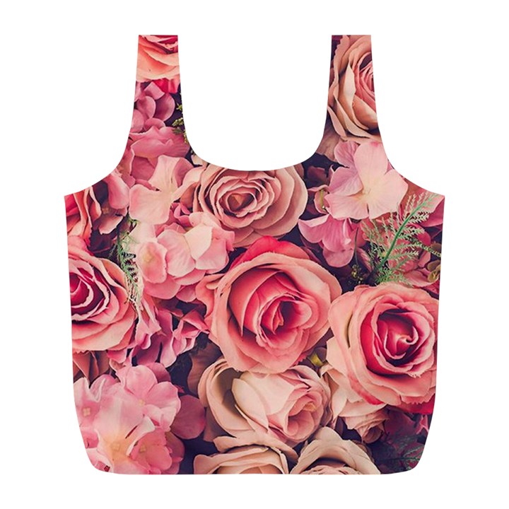 Beautiful pink roses Full Print Recycle Bags (L) 