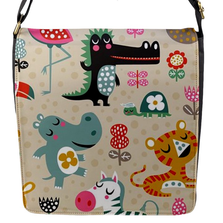 Lovely cartoon animals Flap Messenger Bag (S)