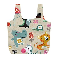 Lovely Cartoon Animals Full Print Recycle Bags (l)  by Brittlevirginclothing