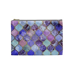 Blue Toned Moroccan Mosaic  Cosmetic Bag (medium)  by Brittlevirginclothing