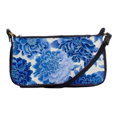 Blue Toned Flowers Shoulder Clutch Bags by Brittlevirginclothing