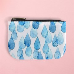 Cute Blue Rain Drops Mini Coin Purses by Brittlevirginclothing