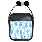 Cute blue rain drops Girls Sling Bags Front