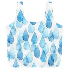 Cute Blue Rain Drops Full Print Recycle Bags (l)  by Brittlevirginclothing