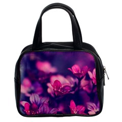 Blurry Violet Flowers Classic Handbags (2 Sides) by Brittlevirginclothing