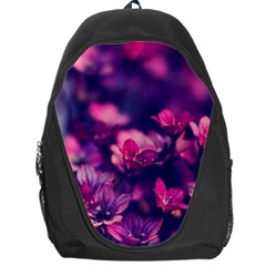 Blurry Violet Flowers Backpack Bag by Brittlevirginclothing