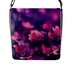 Blurry Violet Flowers Flap Messenger Bag (l)  by Brittlevirginclothing