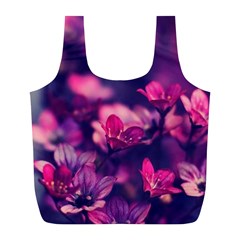 Blurry Violet Flowers Full Print Recycle Bags (l)  by Brittlevirginclothing