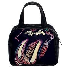 The Rolling Stones Glowing Logo Classic Handbags (2 Sides) by Brittlevirginclothing