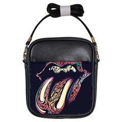 The Rolling Stones Glowing Logo Girls Sling Bags by Brittlevirginclothing