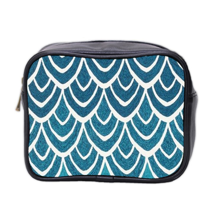 Blue fish scales  Mini Toiletries Bag 2-Side