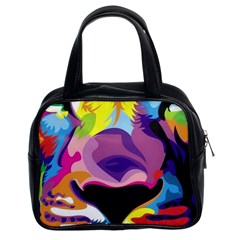 Colorful Lion s Face  Classic Handbags (2 Sides) by Brittlevirginclothing