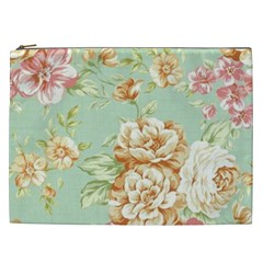 Vintage Pastel Flowers Cosmetic Bag (xxl)  by Brittlevirginclothing