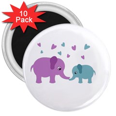 Elephant Love 3  Magnets (10 Pack)  by Valentinaart