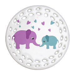 Elephant Love Round Filigree Ornament (two Sides)