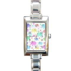 Elephant pastel pattern Rectangle Italian Charm Watch