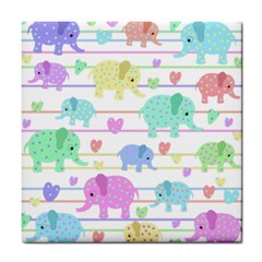 Elephant pastel pattern Tile Coasters