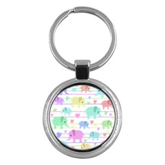 Elephant pastel pattern Key Chains (Round) 